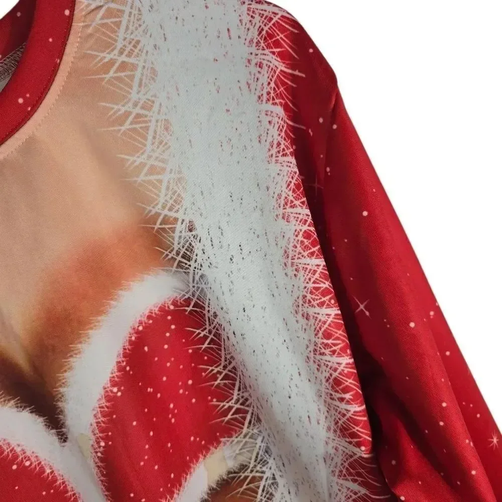 SHEIN Red Santa Illusion Crew Neck Sweater